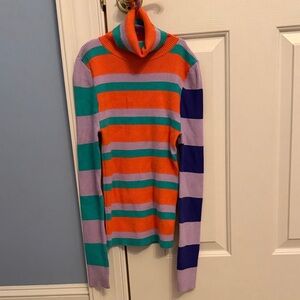 NWT XS Maeve Multicolor Striped Turtleneck Sweater